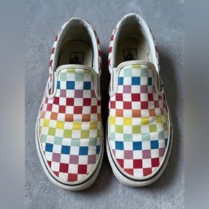 Checkered rainbow vans